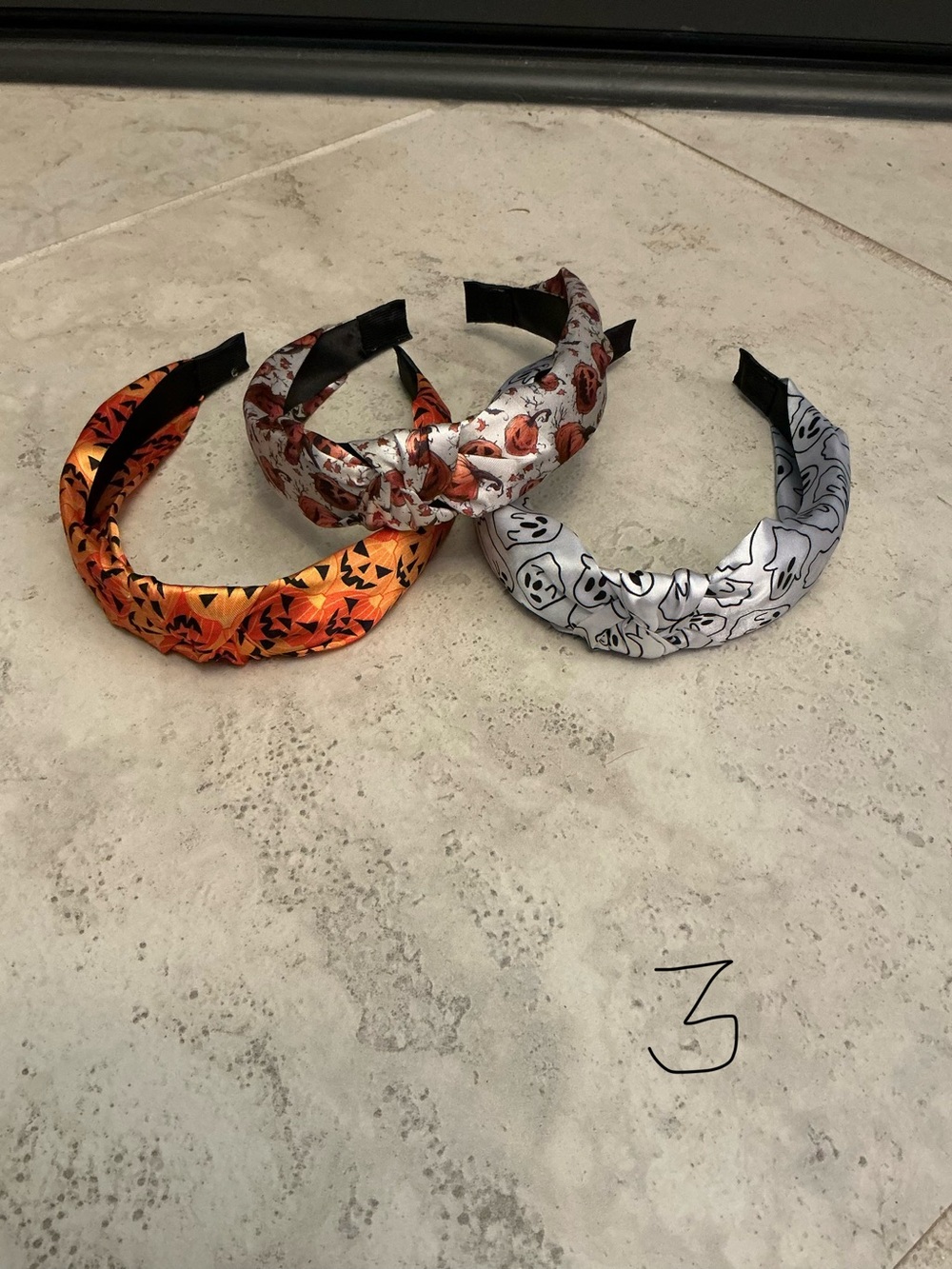 Halloween Satin Knot Headbands - Orange, Silver, White NWOT